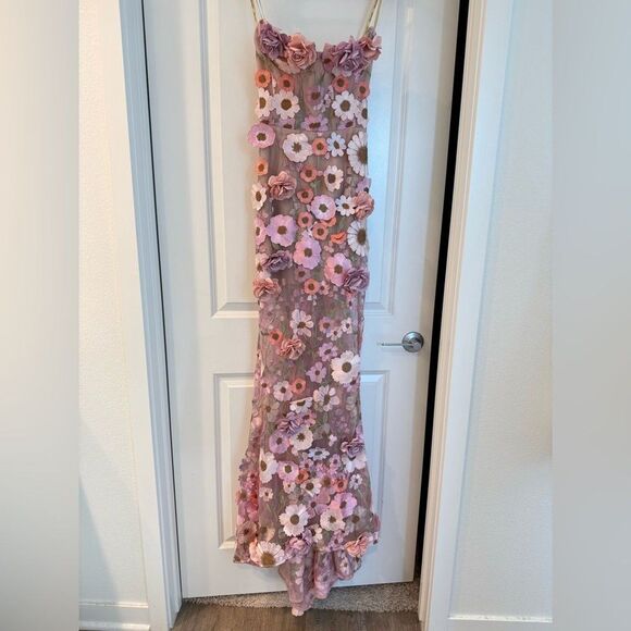 NWOT Bronx and Banco Jasmine Gown in Pastel Pink Multi Floral Strapless - Picture 8 of 16